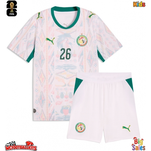 Senegal Pape Gueye #26 Replica Home Stadium Kit for Kids World Cup 2026 Short Sleeve (+ pants)